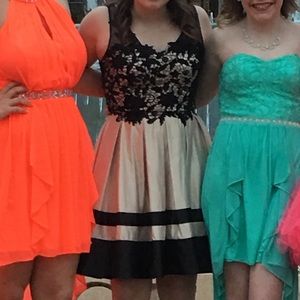 Cream and black homecoming dress